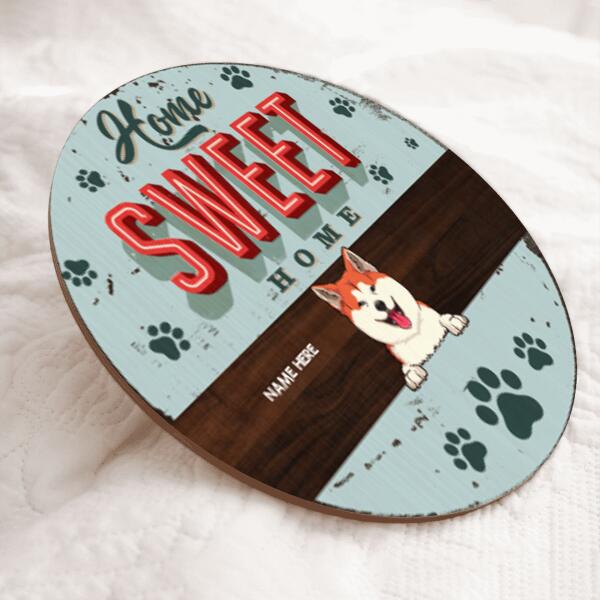 Home Sweet Home, Pastel Blue, Personalized Dog Door Sign