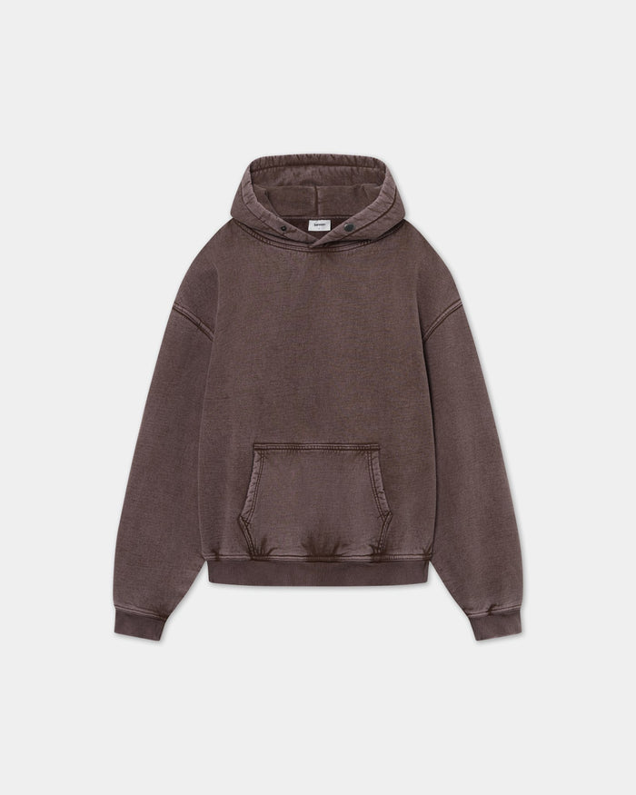 Hoodie Oversize, Men - Acid wash - Chicory Coffee