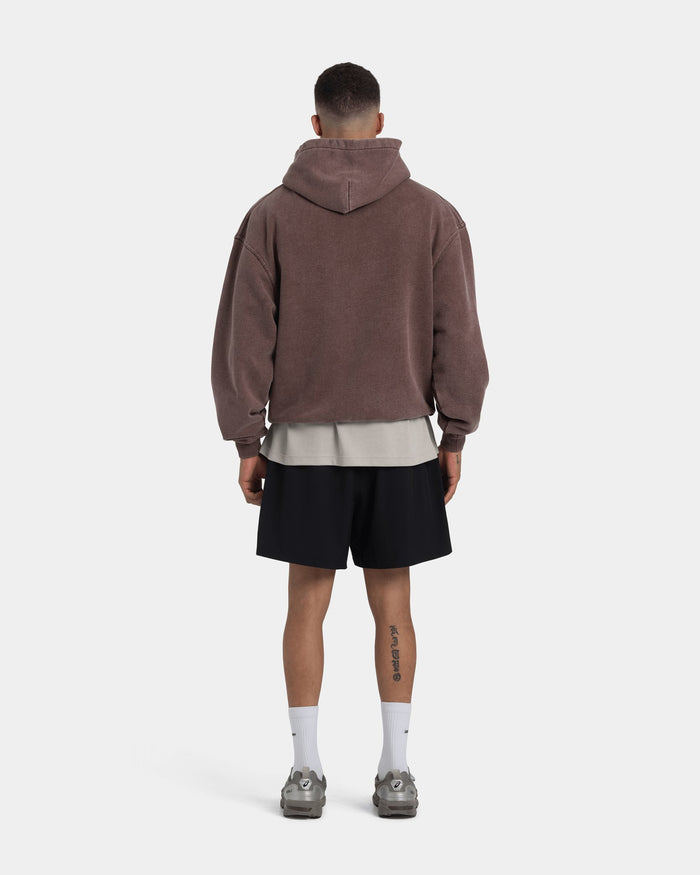 Hoodie Oversize, Men - Acid wash - Chicory Coffee