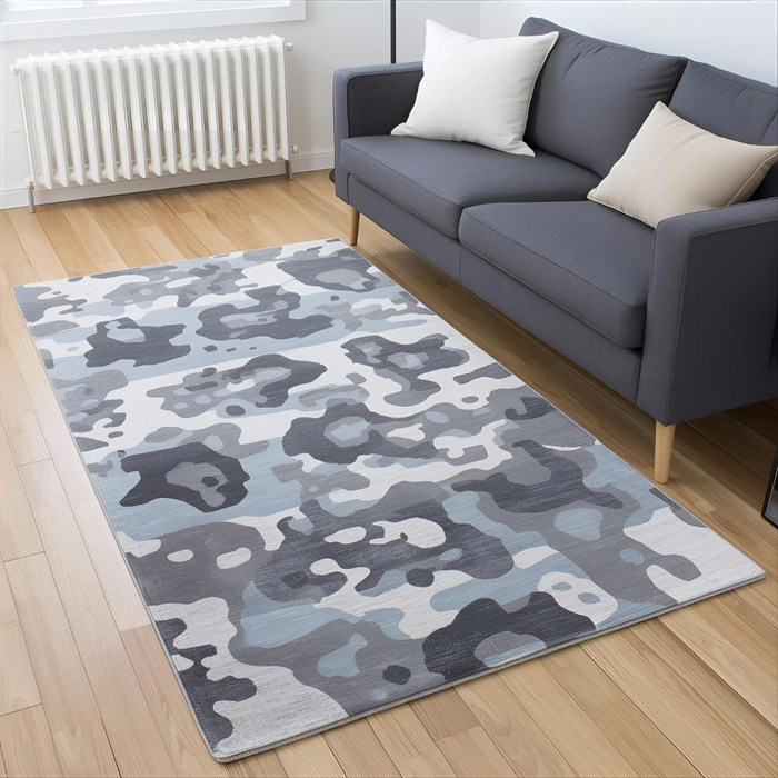 Ice Blue Camo Area Rug