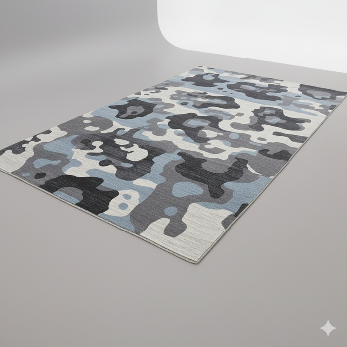 Ice Blue Camo Area Rug