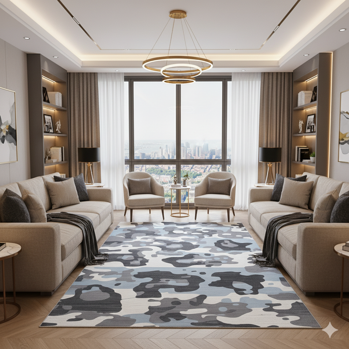 Ice Blue Camo Area Rug