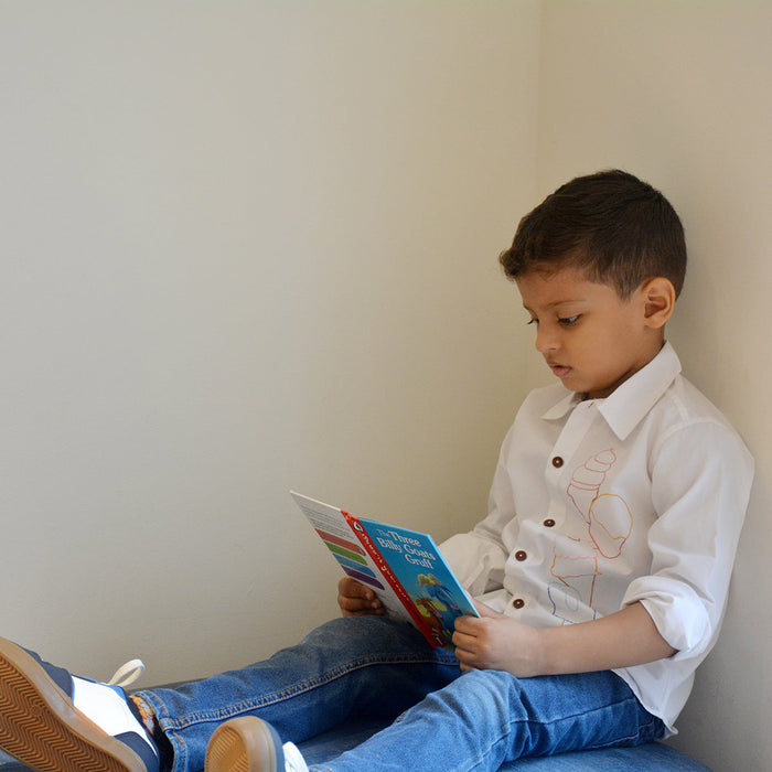 Ice Cream Embroidered Shirt - White (1-14 Years)