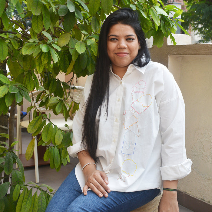 Ice Cream Embroidered Shirt for Women (Adults)