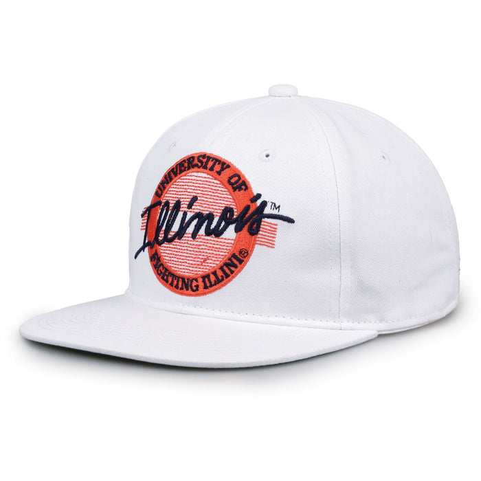 Illinois Fighting Illini Retro Circle Snapback - White, alternate view 1