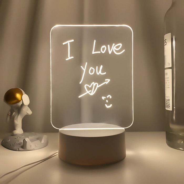 Illuminated Dry Erase Acrylic Memo Whiteboard LED Lamp Display