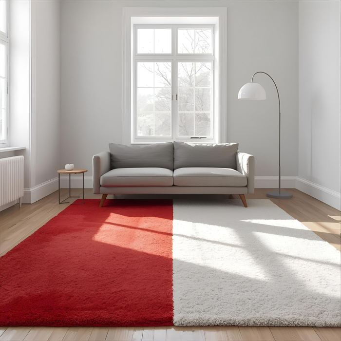 Indonesia Red & White Area Rug