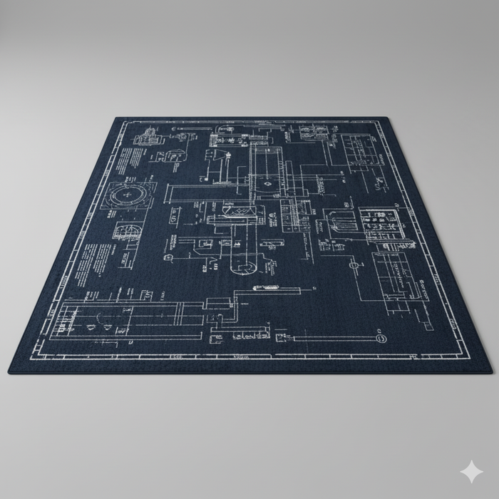 Industrial Blueprint Area Rug