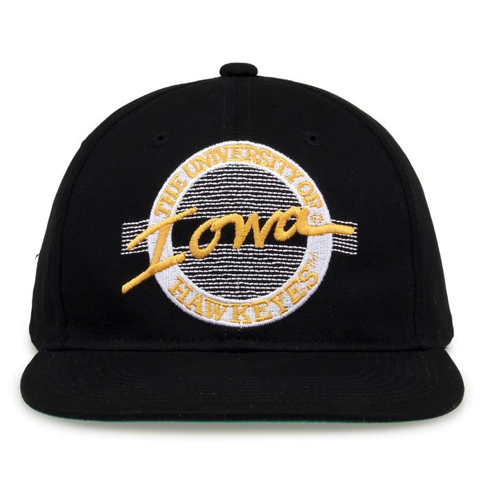 Iowa Hawkeyes Retro Circle Snapback - Black, front view