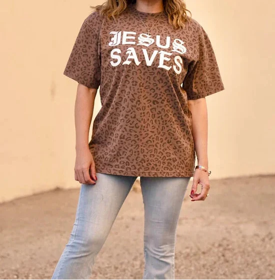 Jesus Saves Leopard Tee