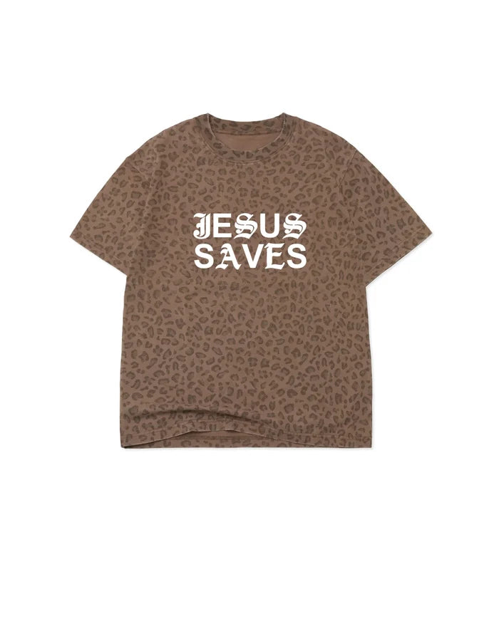 Jesus Saves Leopard Tee