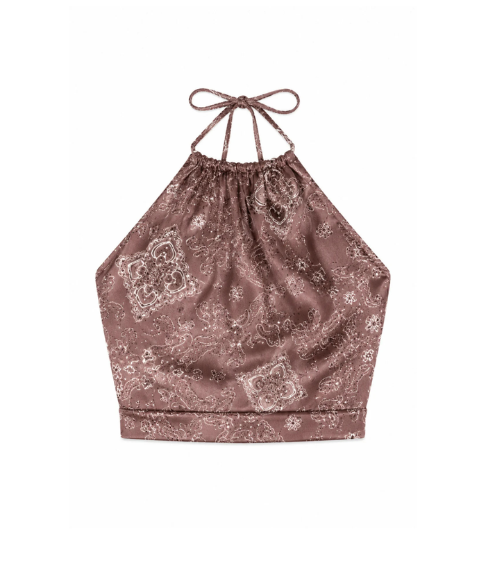 Katie J NYC Girls Anastasia Reversible Halter Top Espresso Polka Dot Bandana Girls Casual Tops Katie J NYC