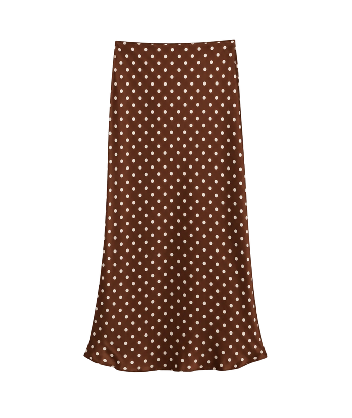 Katie J NYC Girls Anastasia Reversible Maxi Skirt Espresso Polka Dot Bandana Girls Casual Bottoms Katie J NYC Brown Y/S (7/8)