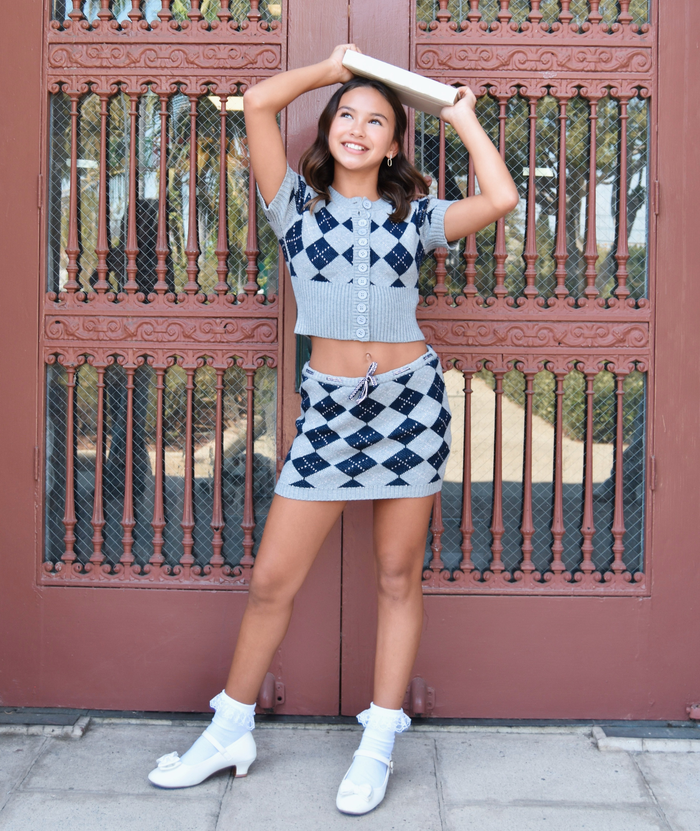 Katie J NYC Girls Apollo Argyle Mini Skort Girls Casual Bottoms Katie J NYC Multi Y/S (7/8)