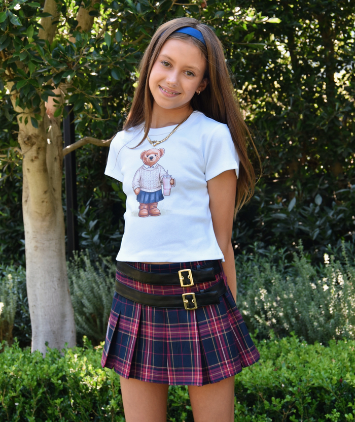 Katie J NYC Girls Axel Navy Berry Plaid Skirt Girls Casual Bottoms Katie J NYC