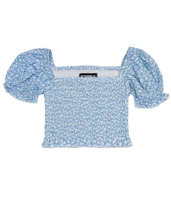 Katie J NYC Girls Blue Ditsy Floral Marlee Top Distressed/seasonal girls Katie J NYC Floral Y/S (7/8)