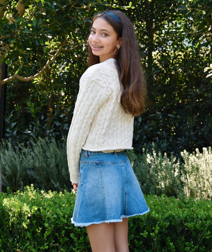 Katie J NYC Girls Bowery Light Wash Denim Skirt Girls Denim Katie J NYC