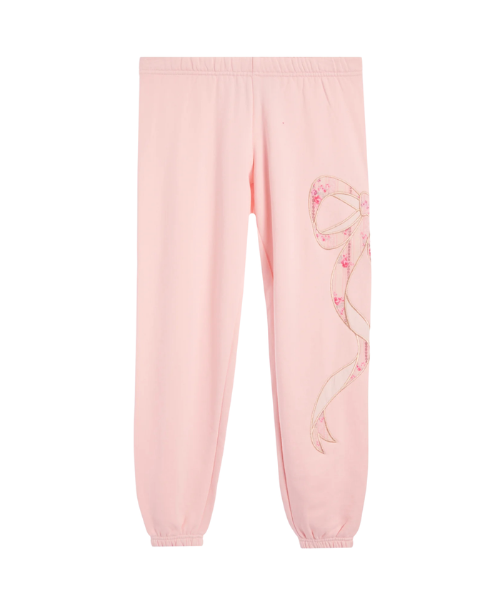 Katie J NYC Girls Dylan Bow Sweatpants Pale Pink/Rose Floral Girls Casual Bottoms Katie J NYC