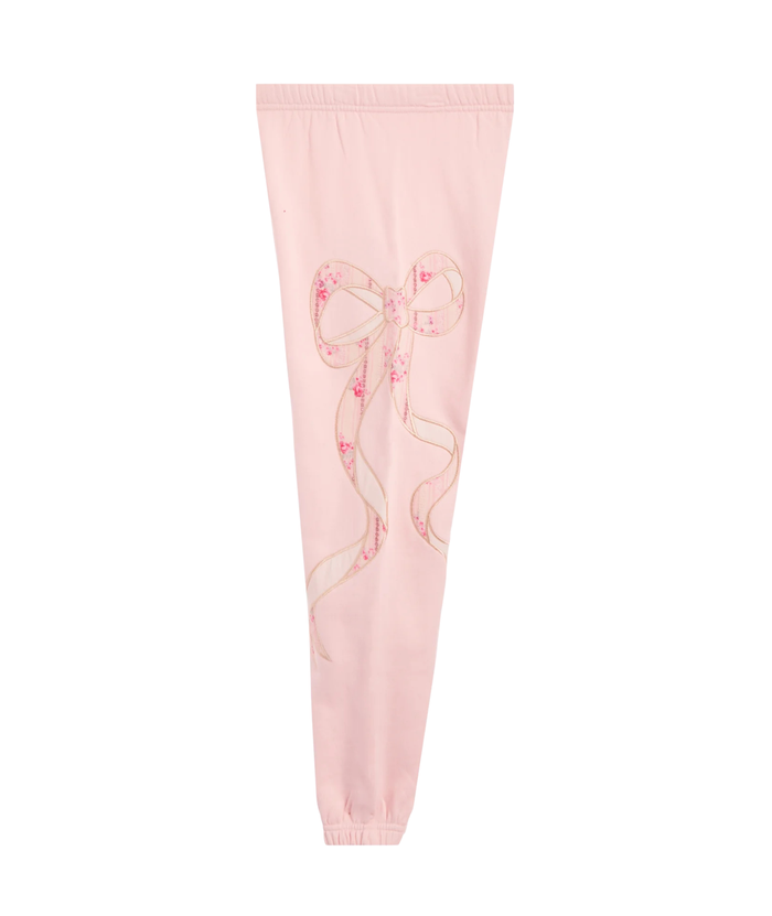Katie J NYC Girls Dylan Bow Sweatpants Pale Pink/Rose Floral Girls Casual Bottoms Katie J NYC