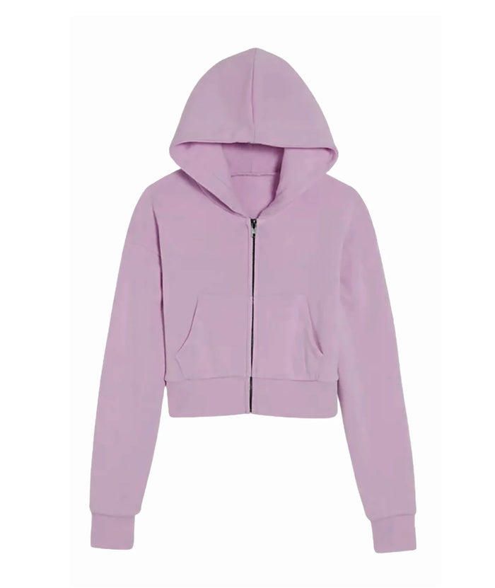 Katie J NYC Girls Dylan Crop Zip Hoodie Girls Casual Tops Katie J NYC Dusty Mauve Y/S (7/8)