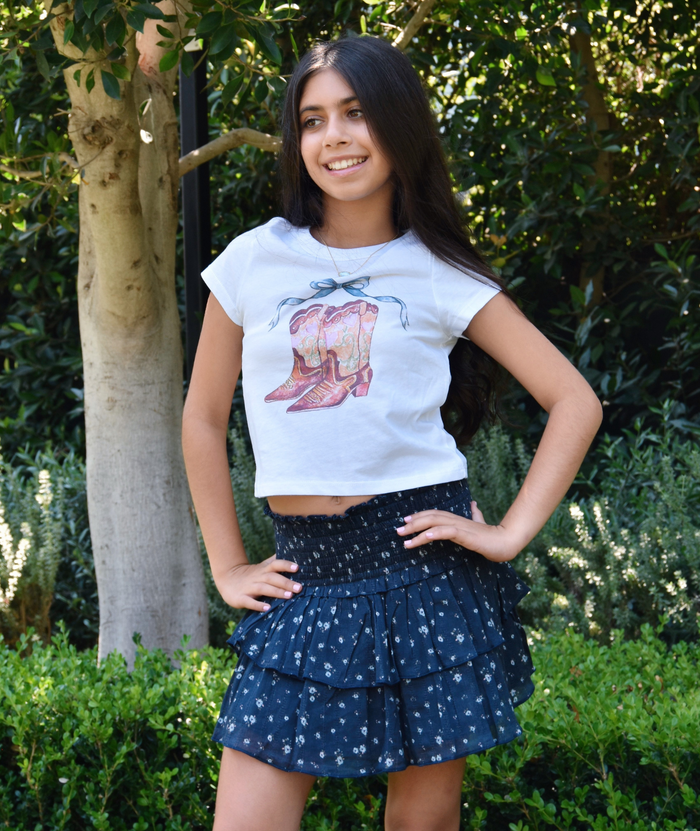 Katie J NYC Girls Girly Boots Boxy Baby Tee Girls Casual Tops Katie J NYC
