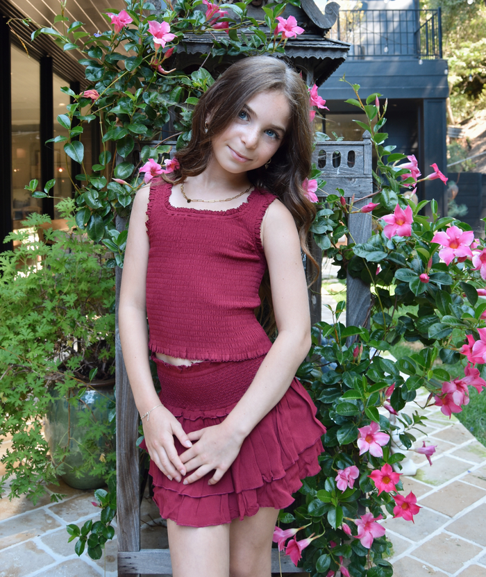 Katie J NYC Girls Helena Tank Distressed/seasonal girls Katie J NYC Mulberry Y/S (7/8)