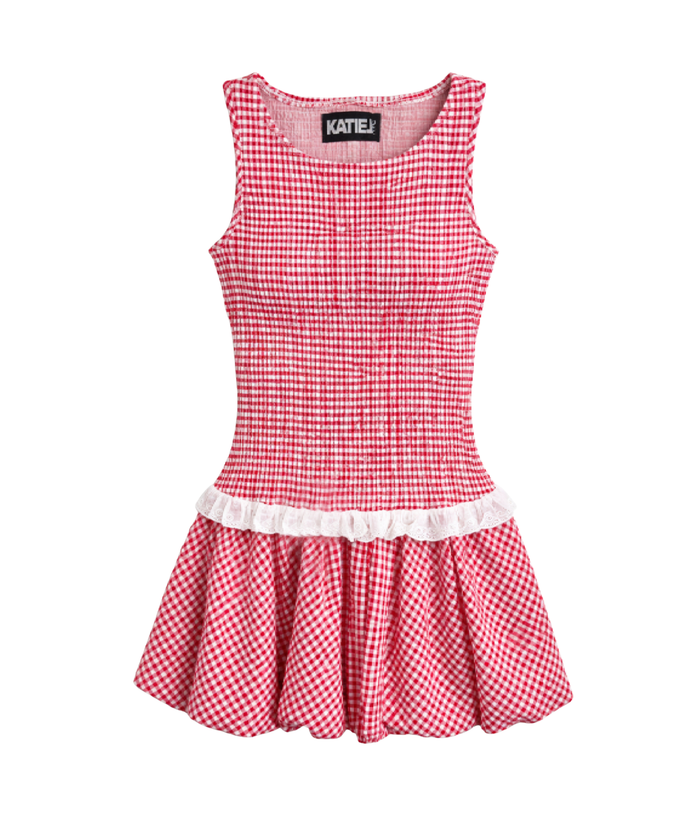 Katie J NYC Girls Joslyn Red Gingham Dress Distressed/seasonal girls Katie J NYC