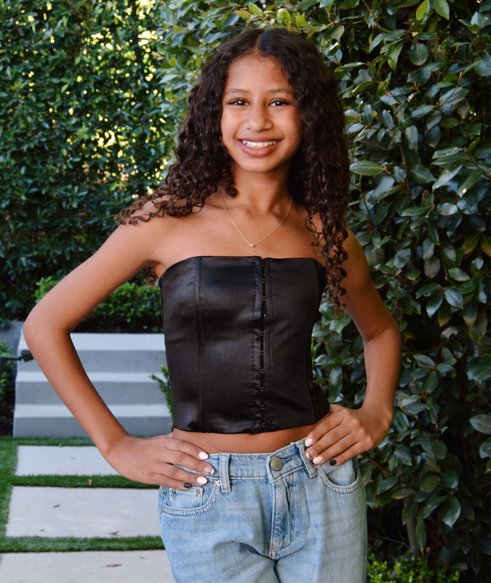 Katie J NYC Girls Lani Top Distressed/seasonal girls Katie J NYC Black Y/S (7/8)