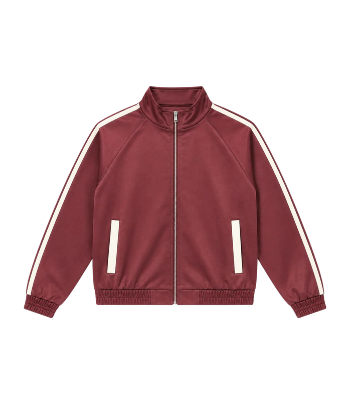 Katie J NYC Girls Leni Satin Track Jacket Girls Casual Tops Katie J NYC Burgundy Y/S (7/8)