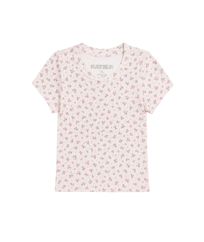 Katie J NYC Girls Livi Tee Sage Floral Girls Casual Tops Katie J NYC Floral Y/S (7/8)
