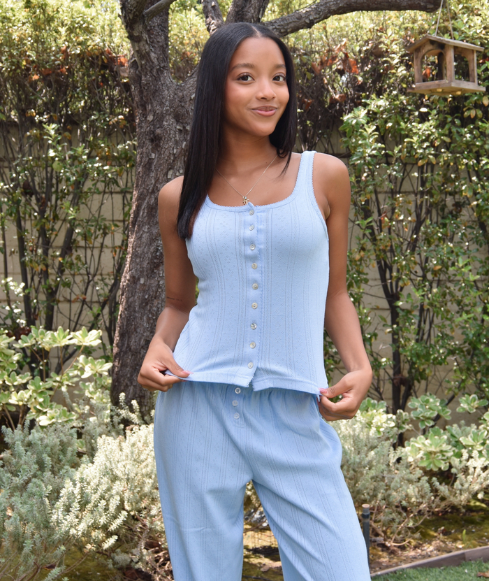 Katie J NYC Girls Marina Button Up Tank Girls Casual Tops Katie J NYC Lavender Y/S (7/8)