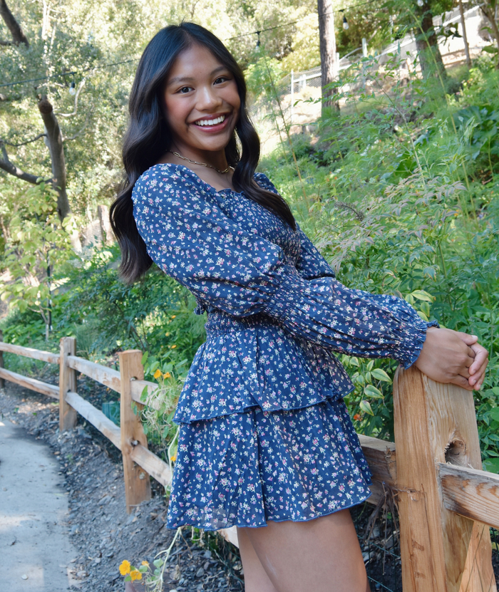 Katie J NYC Girls Midnight Ditsy Long Sleeve Lainey Dress Distressed/seasonal girls Katie J NYC