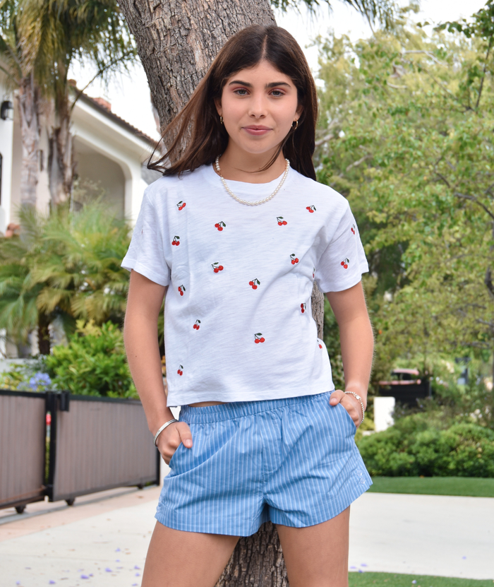 Katie J NYC Girls Mini Cherries Fearless Tee Girls Casual Tops Katie J NYC