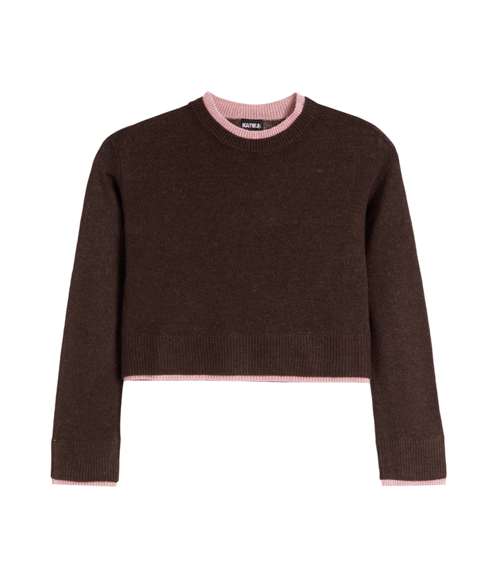 Katie J NYC Girls Nova Sweater Espresso/Pink Girls Casual Tops Katie J NYC