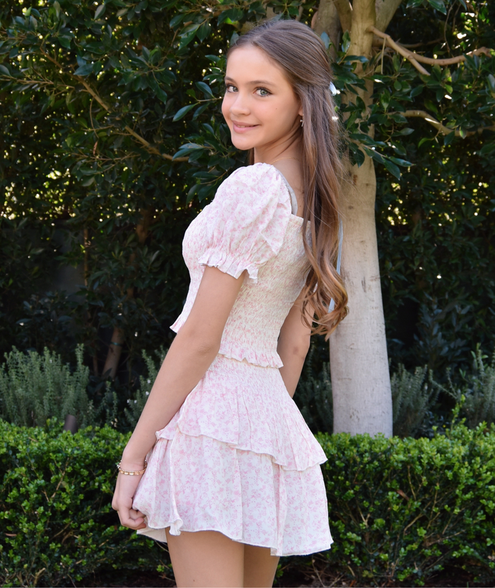 Katie J NYC Girls Pink Mini Toile Marlee Top Distressed/seasonal girls Katie J NYC