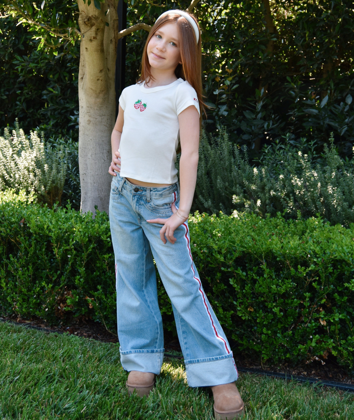 Katie J NYC Girls Strawberry Gingham Tee Girls Casual Tops Katie J NYC
