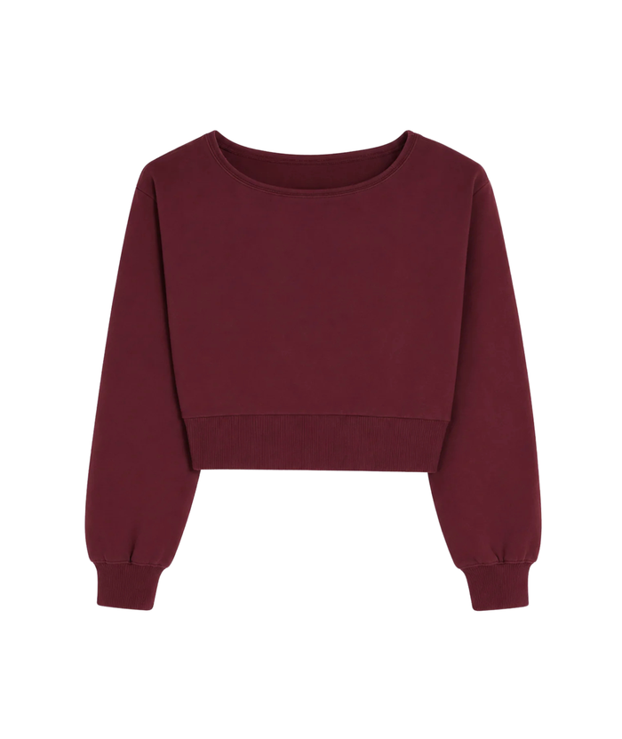 Katie J NYC Girls Tristan Off the Shoulder Sweatshirt Burgundy Girls Casual Tops Katie J NYC Burgundy Y/S (7/8)