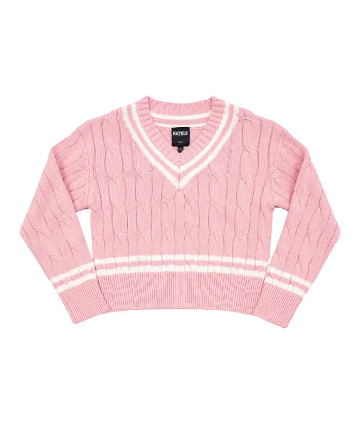 Katie J NYC Girls Zaylee V Neck Varsity Sweater Girls Casual Tops Katie J NYC