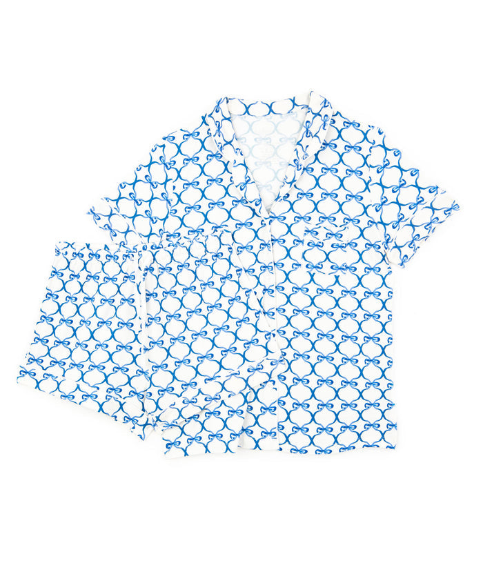Katie J NYC Juniors Blue Bow Lynn Shorts PJ Set Accessories Katie J NYC