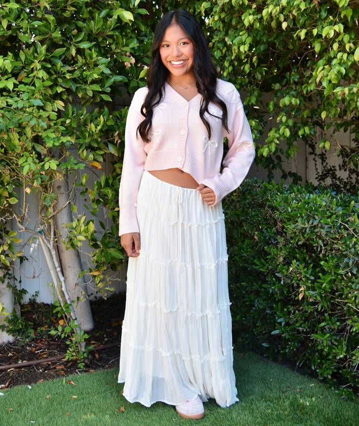 Katie J NYC Juniors Carly Maxi Skirt Distressed/seasonal womens Katie J NYC Vintage White Juniors/Women XS