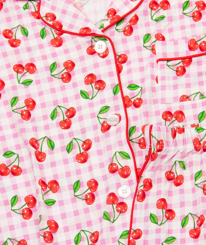 Katie J NYC Juniors Cherry Gingham Lynn Shorts PJ Set Accessories Katie J NYC