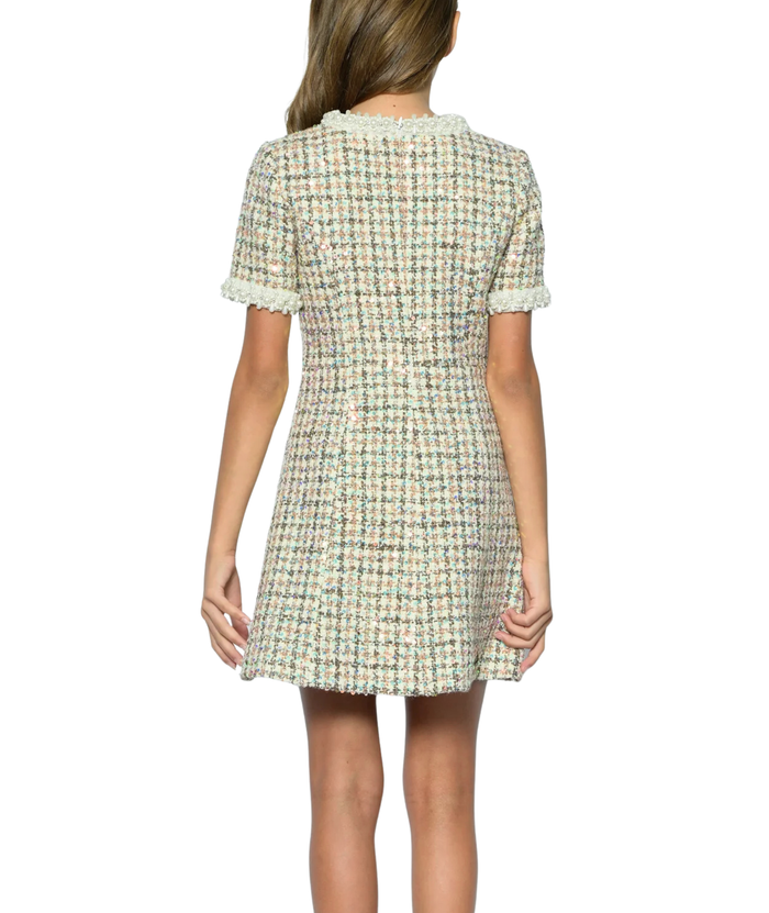 Katie J NYC Juniors Emmylou Cream Multi Sequin Boucle Dress Girls Special Dresses Katie J NYC