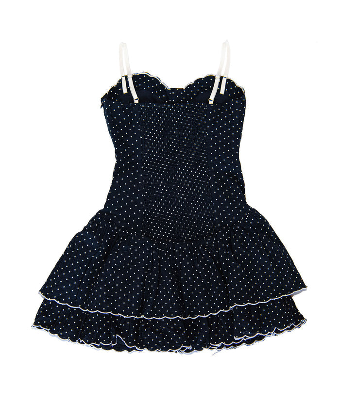 Katie J NYC Juniors Navy Polkadot Soren Dress Womens Casual Dresses Katie J NYC