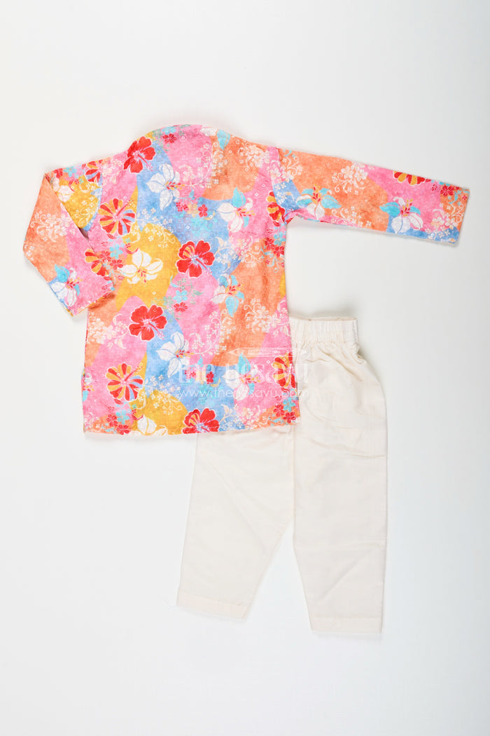 The Nesavu Boys Kurtha Set Kids ethnic kurta set with vibrant prints for celebrations Nesavu Nesavu kids multicolor kurta set sequin embroidery  ethnic silk outfit celebrations photoshoots