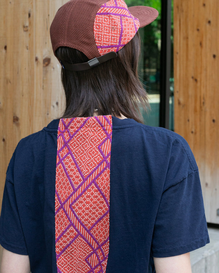 Kiriko Original Tee, 8 oz Cotton,  Navy with Pink Jacquard Weave Inlay