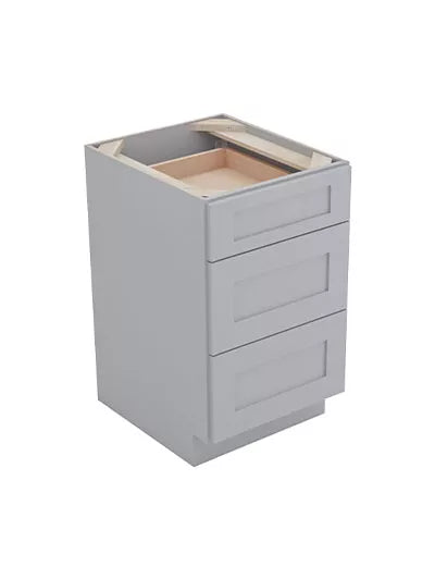 Kitchen 3 Drawer Base , 15" , Shaker , Wood Grey