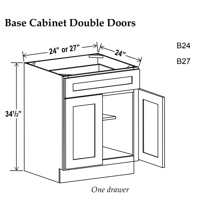 Kitchen Base , 27" , Shaker , Wood Grey