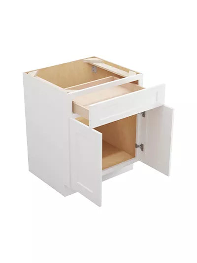 Kitchen Base , 27" , Shaker , Wood White