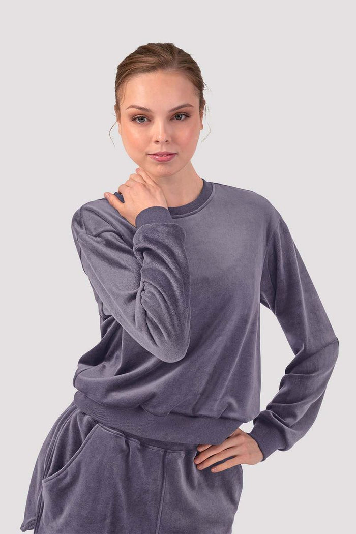 Ladies Caroline Velvet Crew Neck Jumper