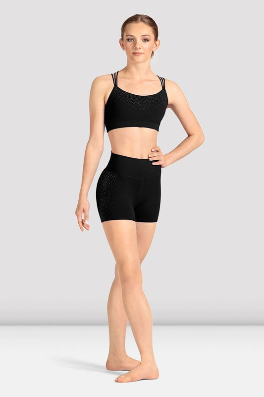 Ladies Mirella Celeste Cross Back Printed Crop Top